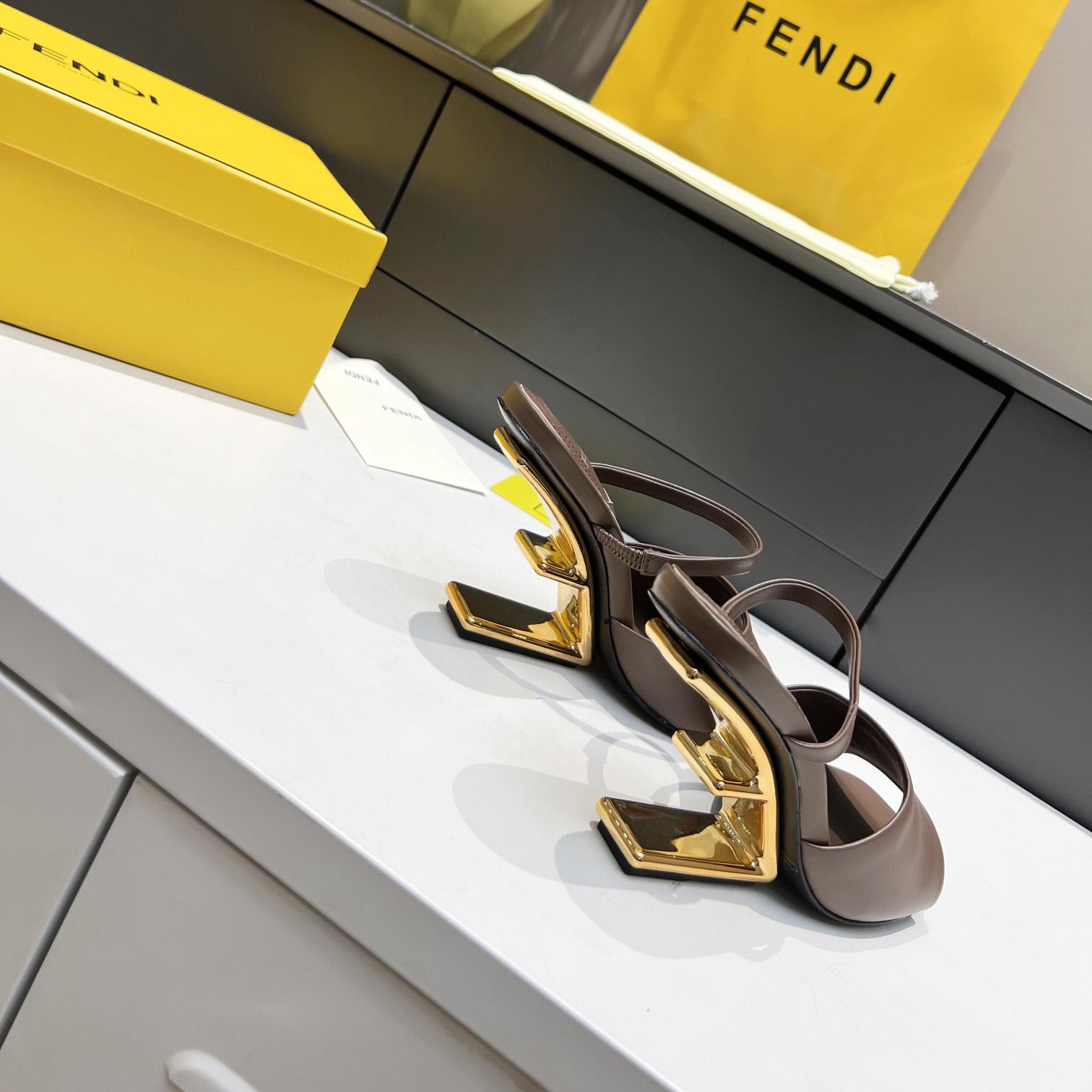 Fendi First Black Leather High-Heeled Sandals - FashionPlug