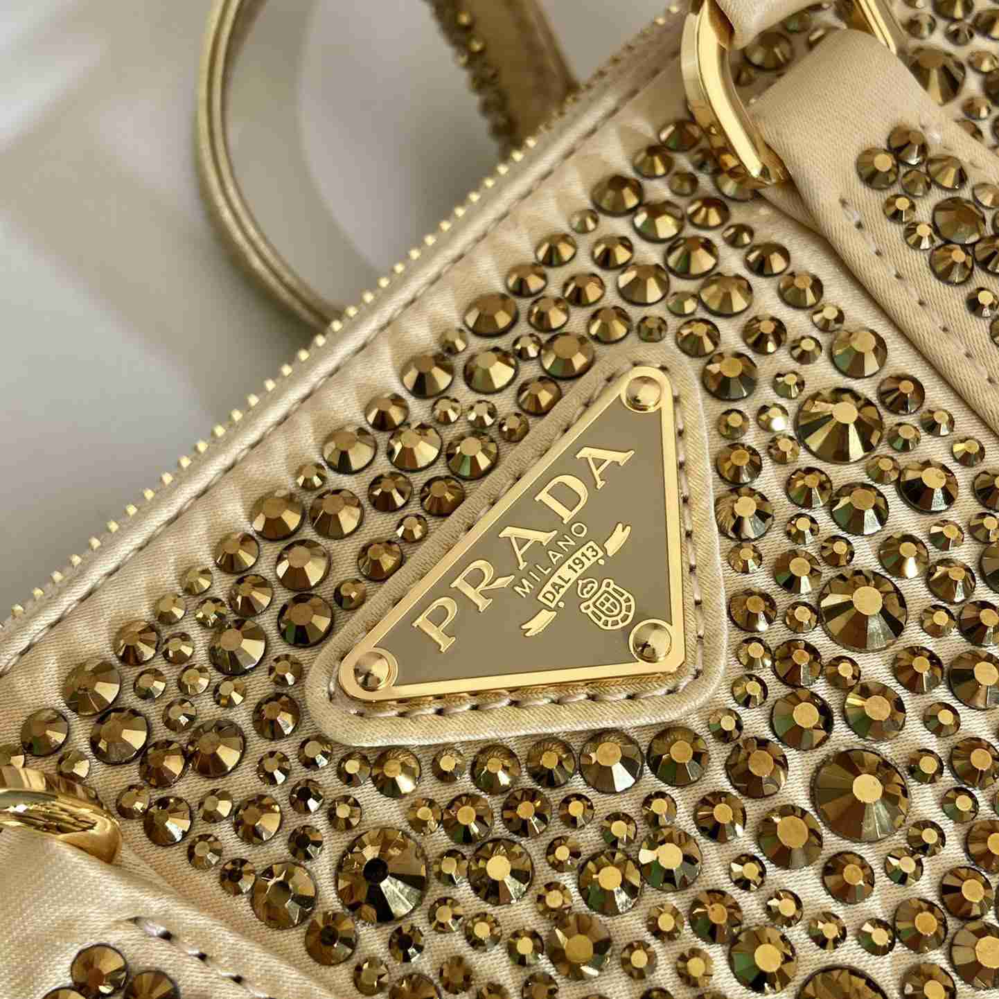 Prada Galleria Satin Mini-bag With Crystals - FashionPlug