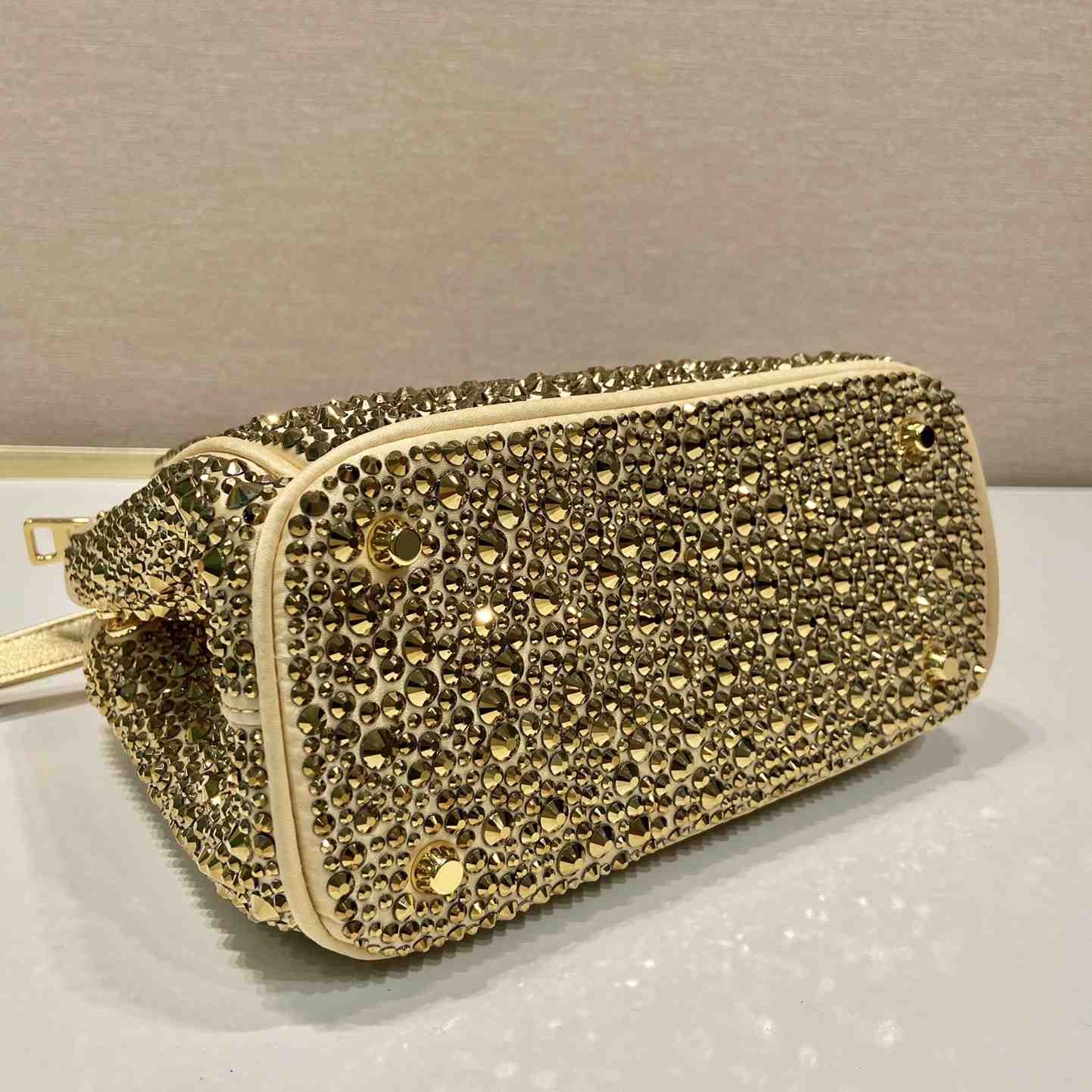 Prada Galleria Satin Mini-bag With Crystals - FashionPlug