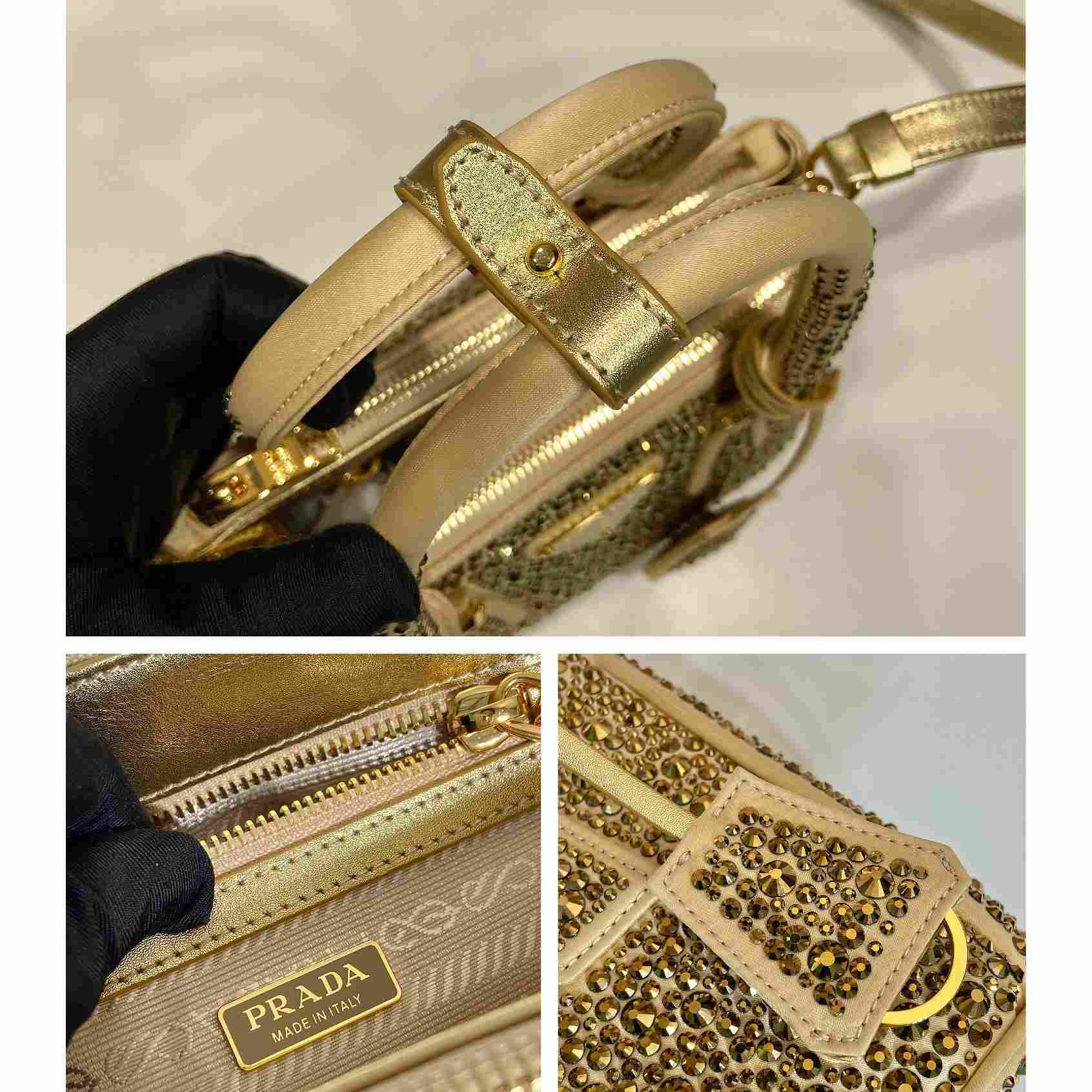 Prada Galleria Satin Mini-bag With Crystals - FashionPlug