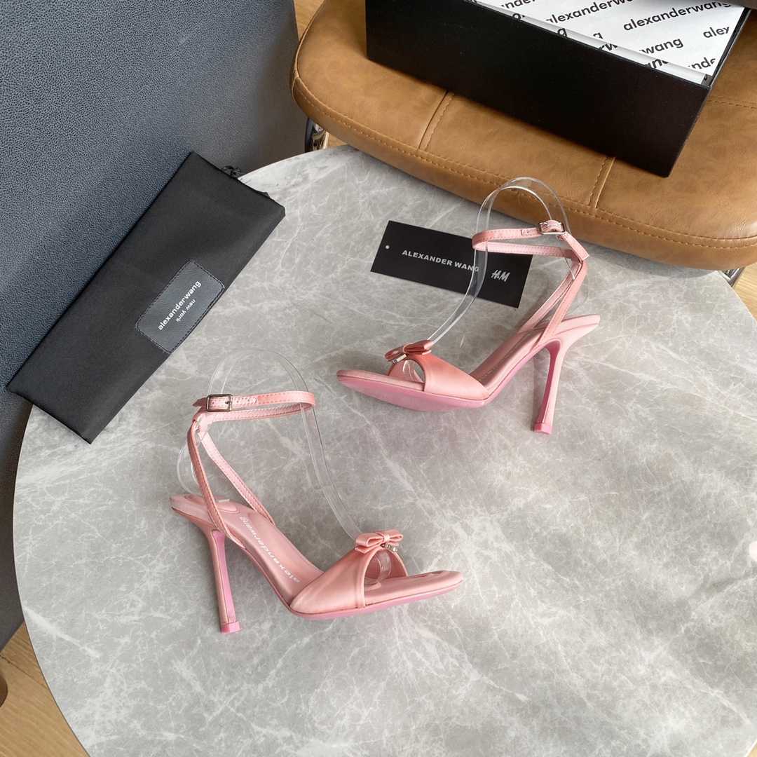 Alexander Wang Dahlia 105 Bow Sandal In Satin - FashionPlug
