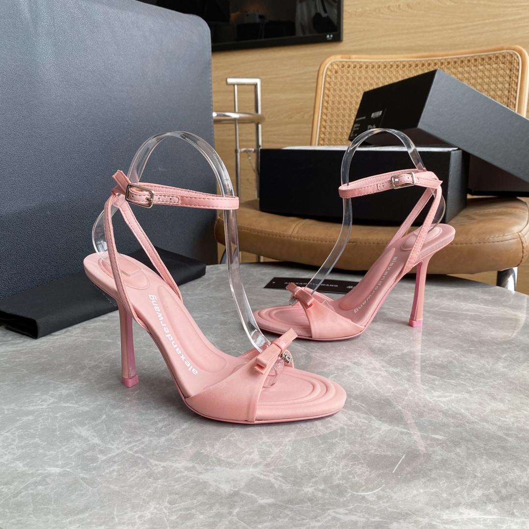 Alexander Wang Dahlia 105 Bow Sandal In Satin - FashionPlug