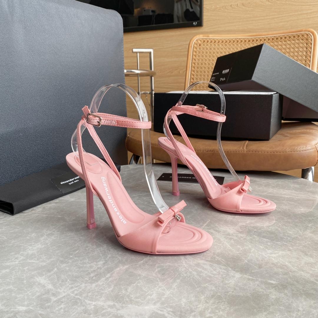 Alexander Wang Dahlia 105 Bow Sandal In Satin - FashionPlug