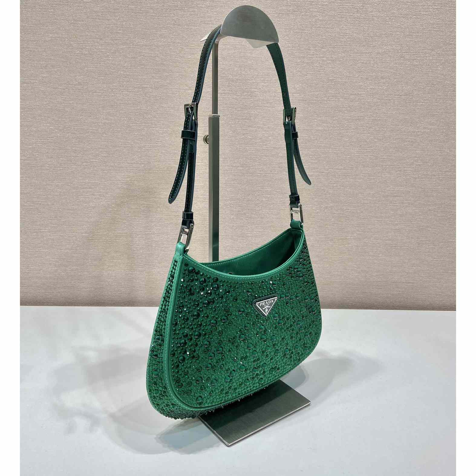 Prada Cleo Satin Bag With Crystals - FashionPlug