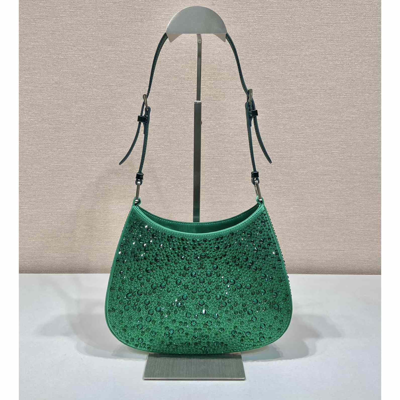 Prada Cleo Satin Bag With Crystals - FashionPlug