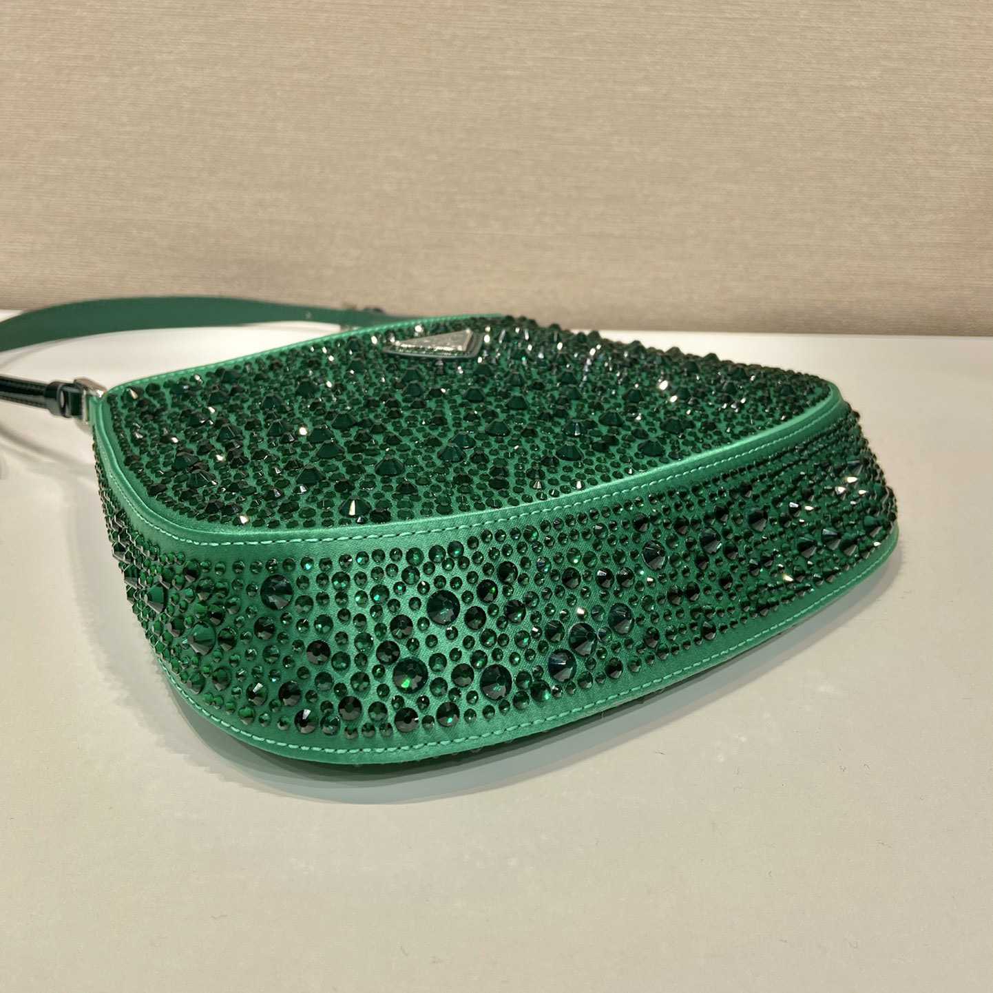 Prada Cleo Satin Bag With Crystals - FashionPlug