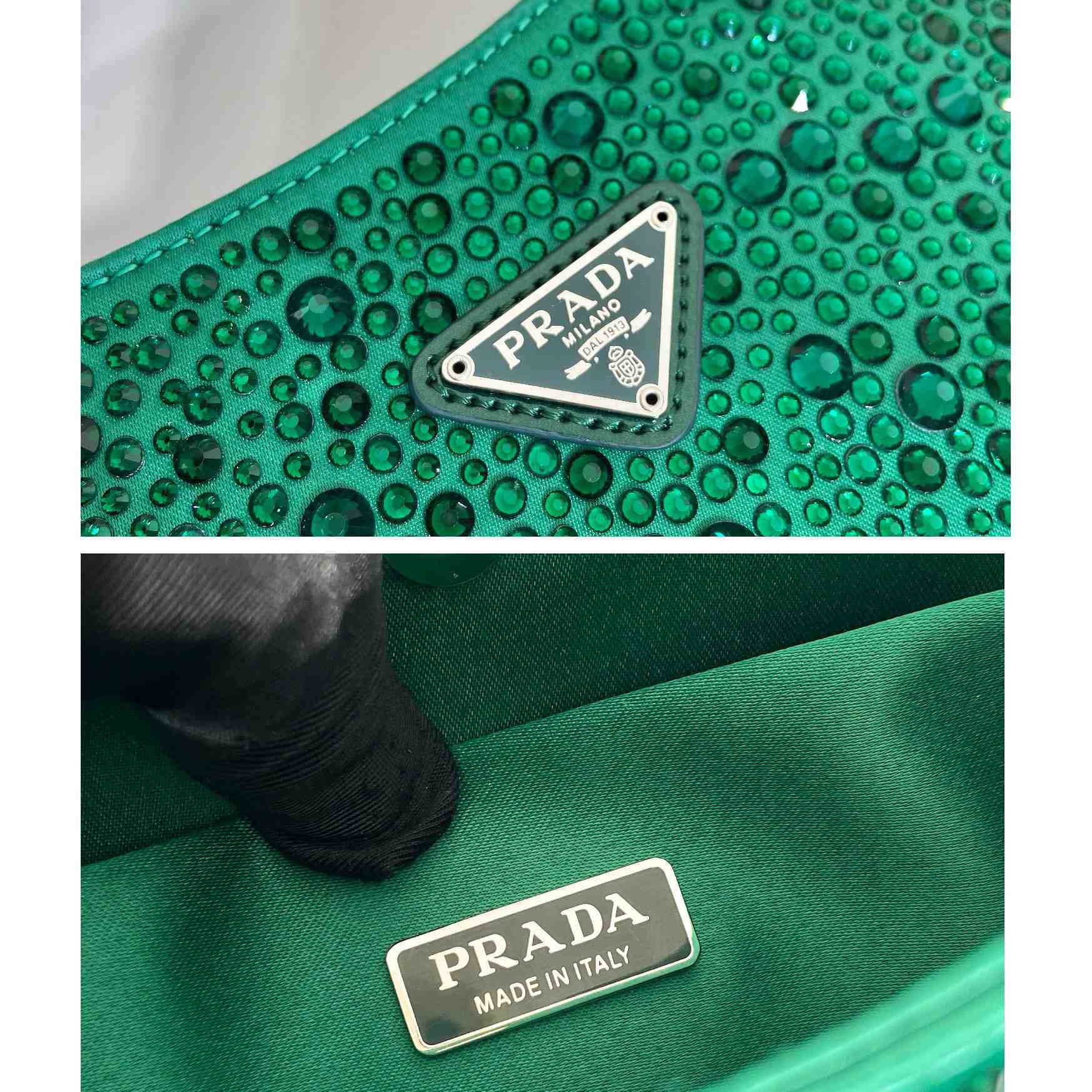 Prada Cleo Satin Bag With Crystals - FashionPlug