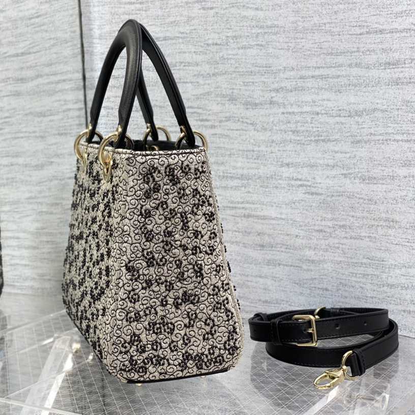 Dior Embroidered La Roue La Fortune Tarot Medium Lady Dior Blue - FashionPlug