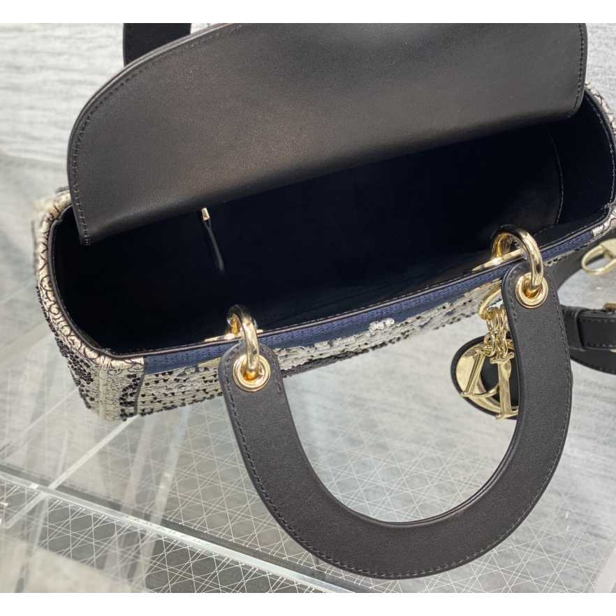 Dior Embroidered La Roue La Fortune Tarot Medium Lady Dior Blue - FashionPlug