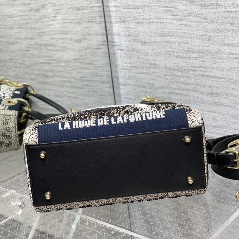 Dior Embroidered La Roue La Fortune Tarot Medium Lady Dior Blue - FashionPlug