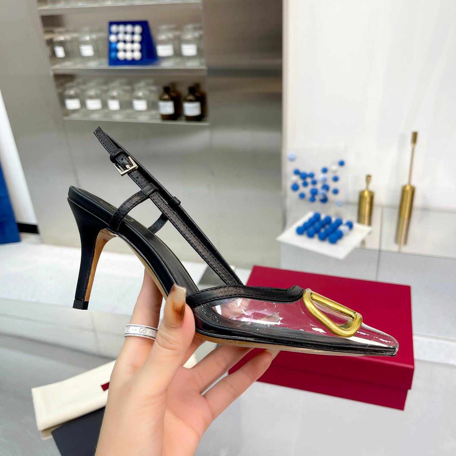 Valenti  VLogo Signature Slingback Pump In Transparent Polymer Material  80MM - FashionPlug