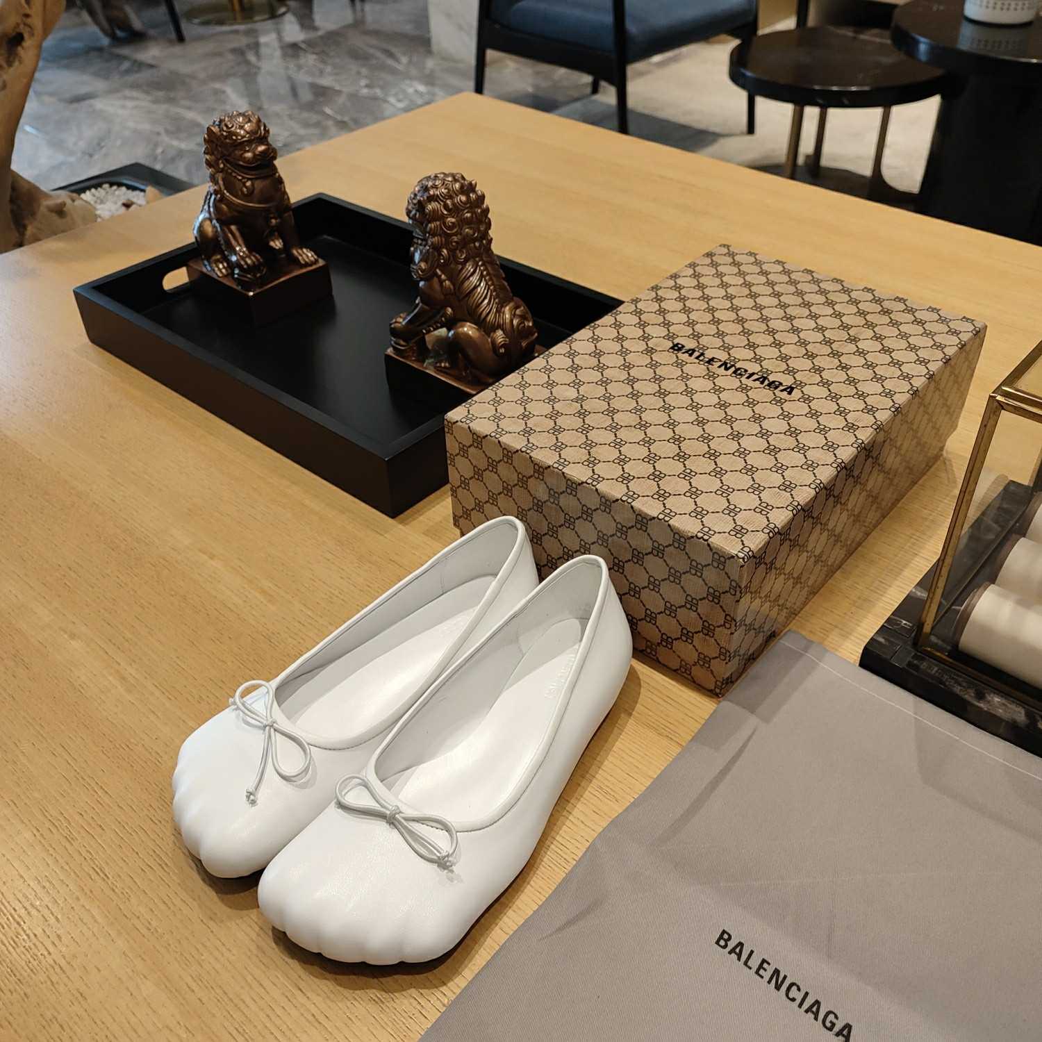 Balenciaga Women's Black Fetish Ballerina Flats - FashionPlug