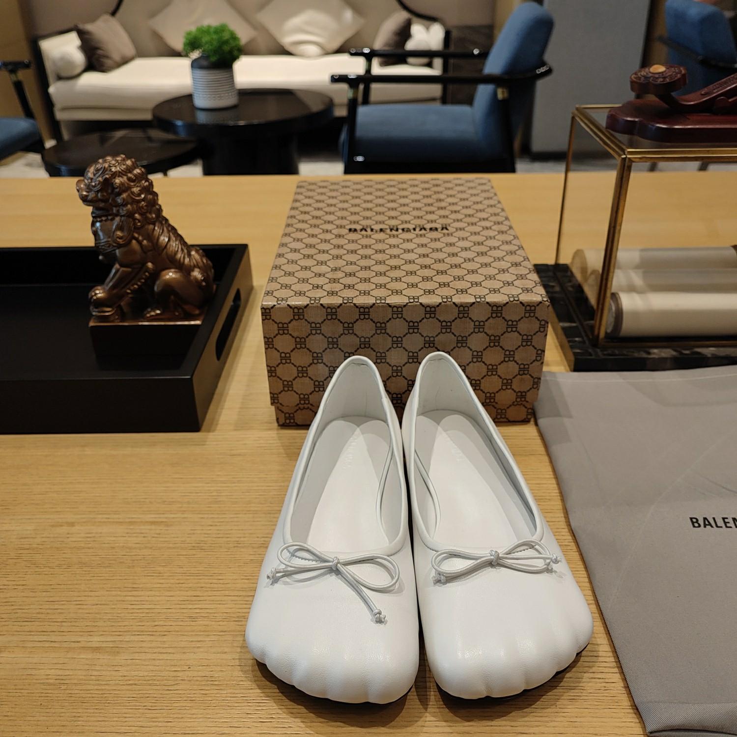 Balenciaga Women's Black Fetish Ballerina Flats - FashionPlug