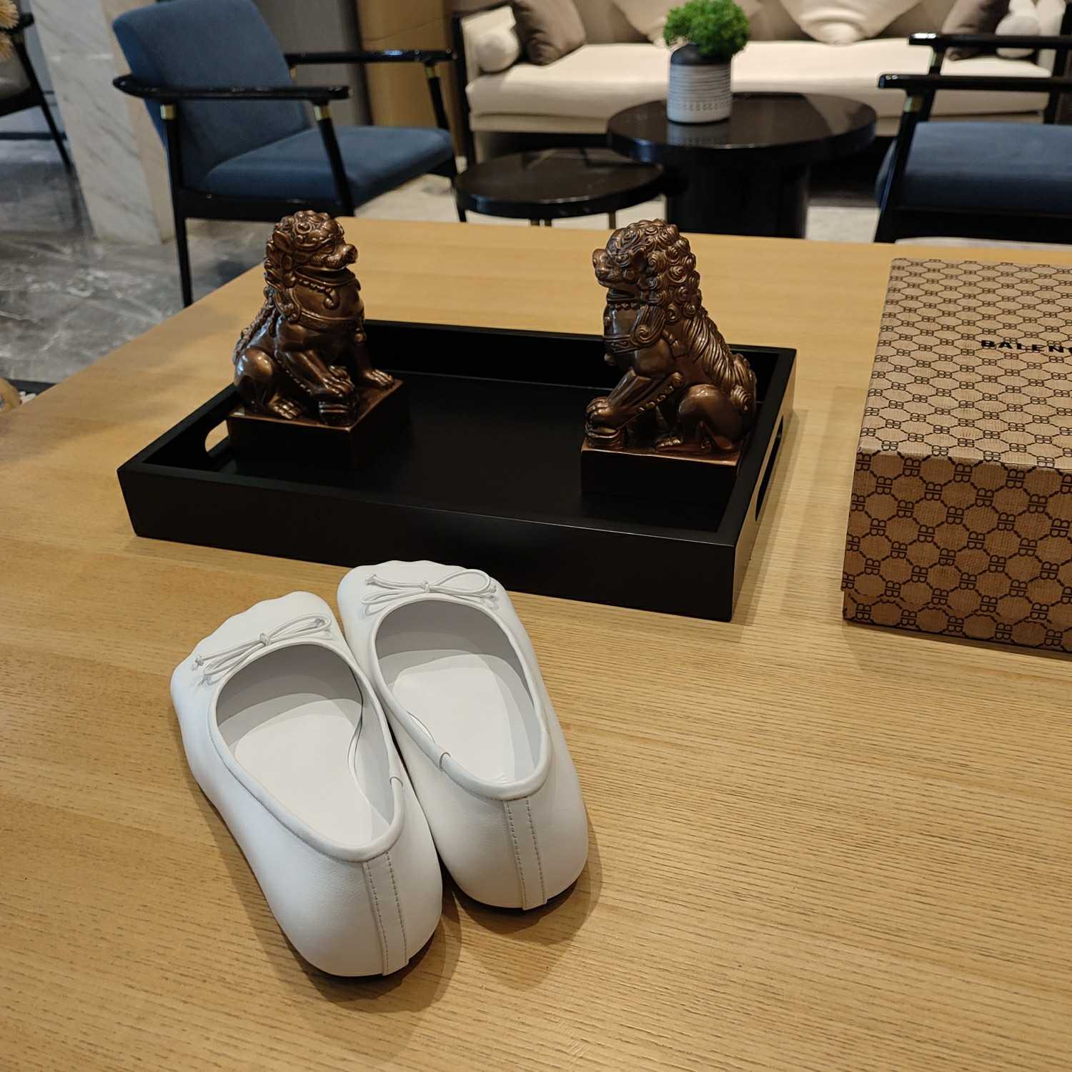 Balenciaga Women's Black Fetish Ballerina Flats - FashionPlug