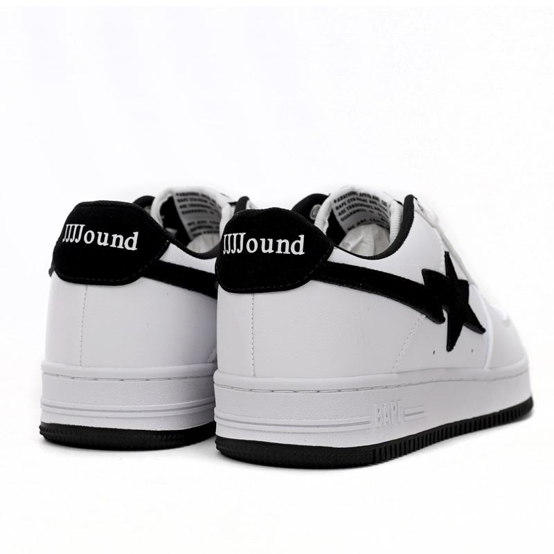 Bape Sta Sta Low White And Black Tick Sneaker     1173-191-912  - FashionPlug