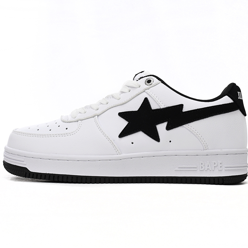 Bape Sta Sta Low White And Black Tick Sneaker     1173-191-912  - FashionPlug