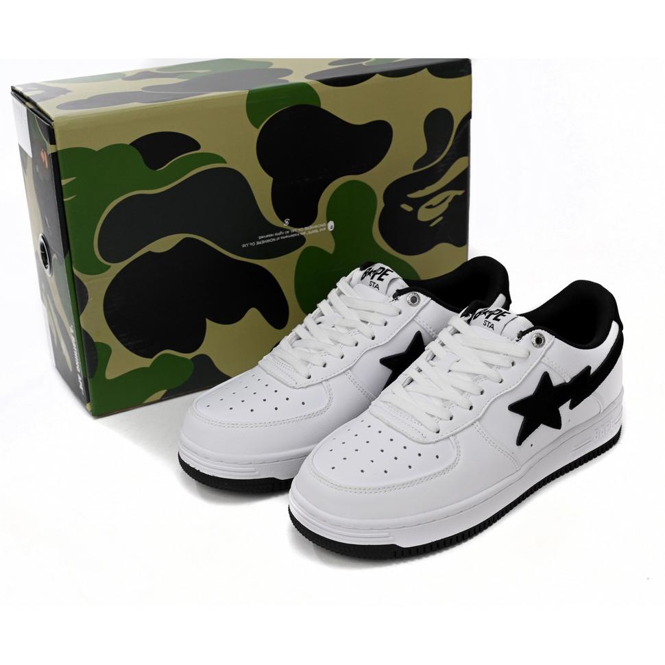 Bape Sta Sta Low White And Black Tick Sneaker     1173-191-912  - FashionPlug