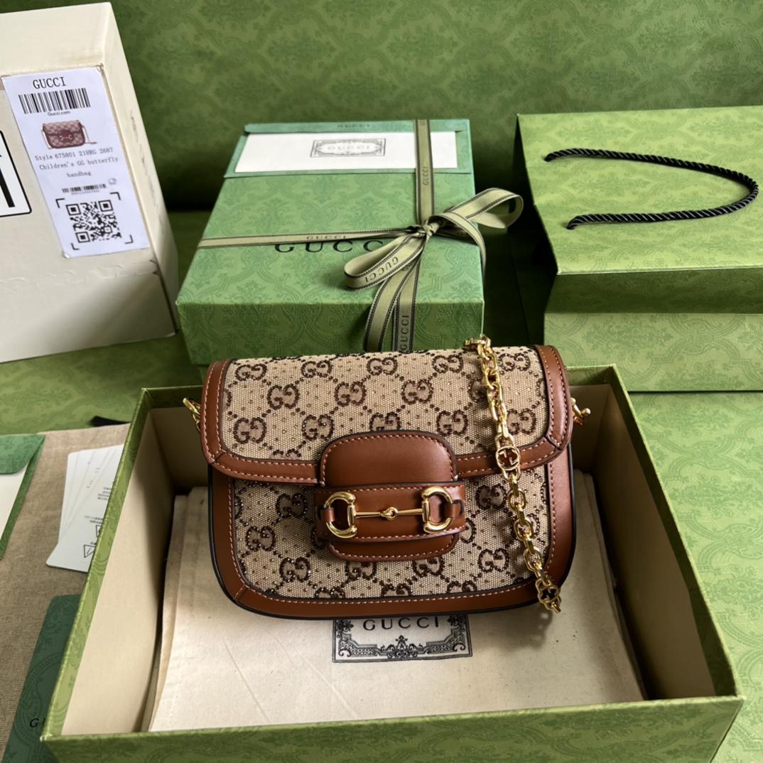 Gucci Horsebit 1955 GG Mini Bag(20.5x14x5cm)   - FashionPlug