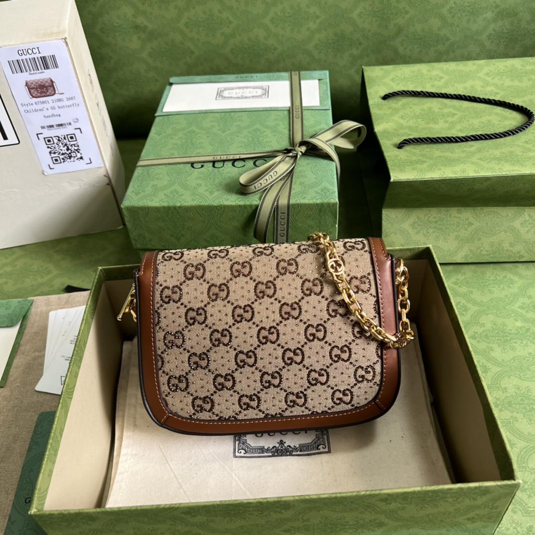 Gucci Horsebit 1955 GG Mini Bag(20.5x14x5cm)   - FashionPlug