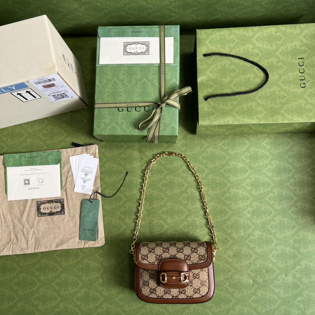 Gucci Horsebit 1955 GG Mini Bag(20.5x14x5cm)   - FashionPlug