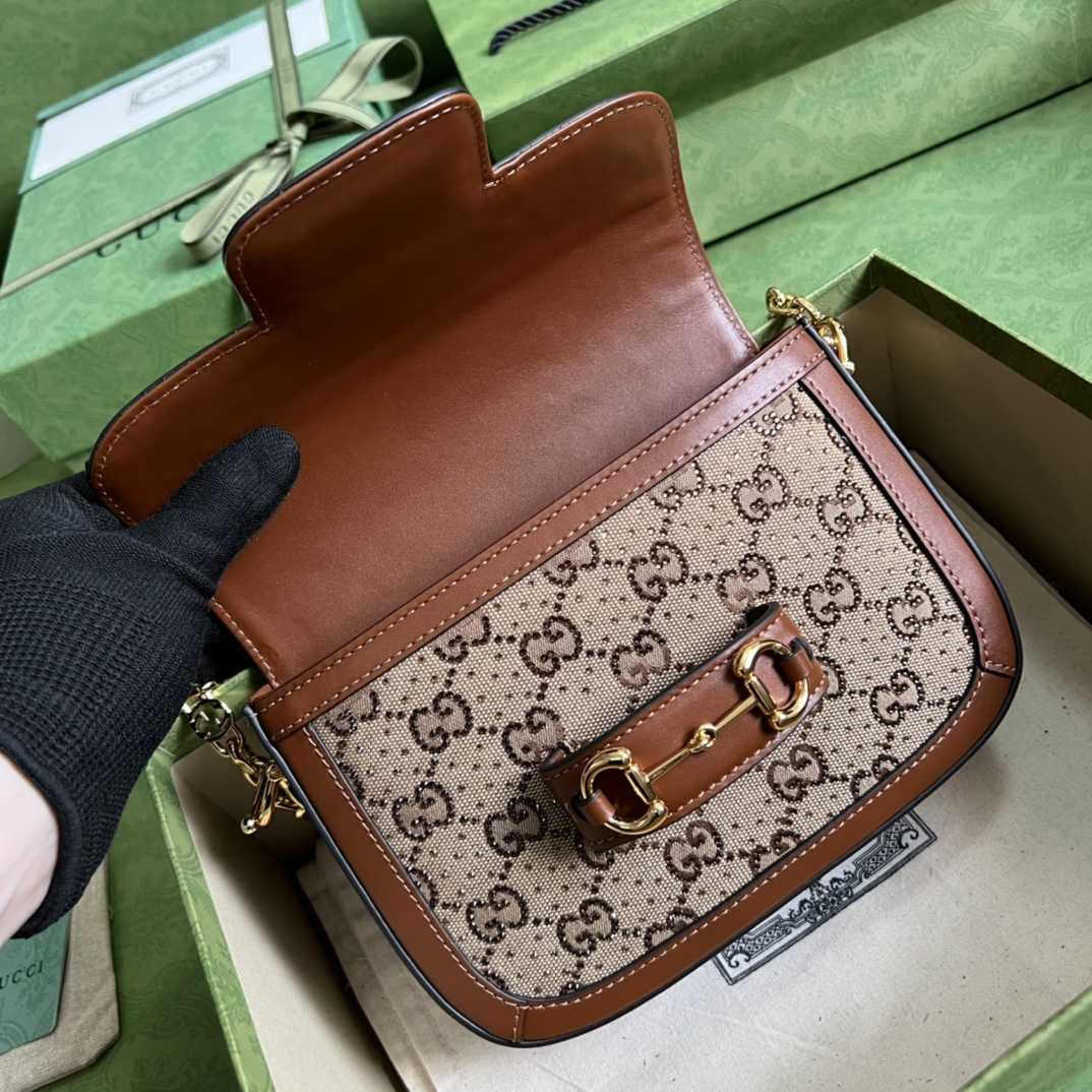 Gucci Horsebit 1955 GG Mini Bag(20.5x14x5cm)   - FashionPlug