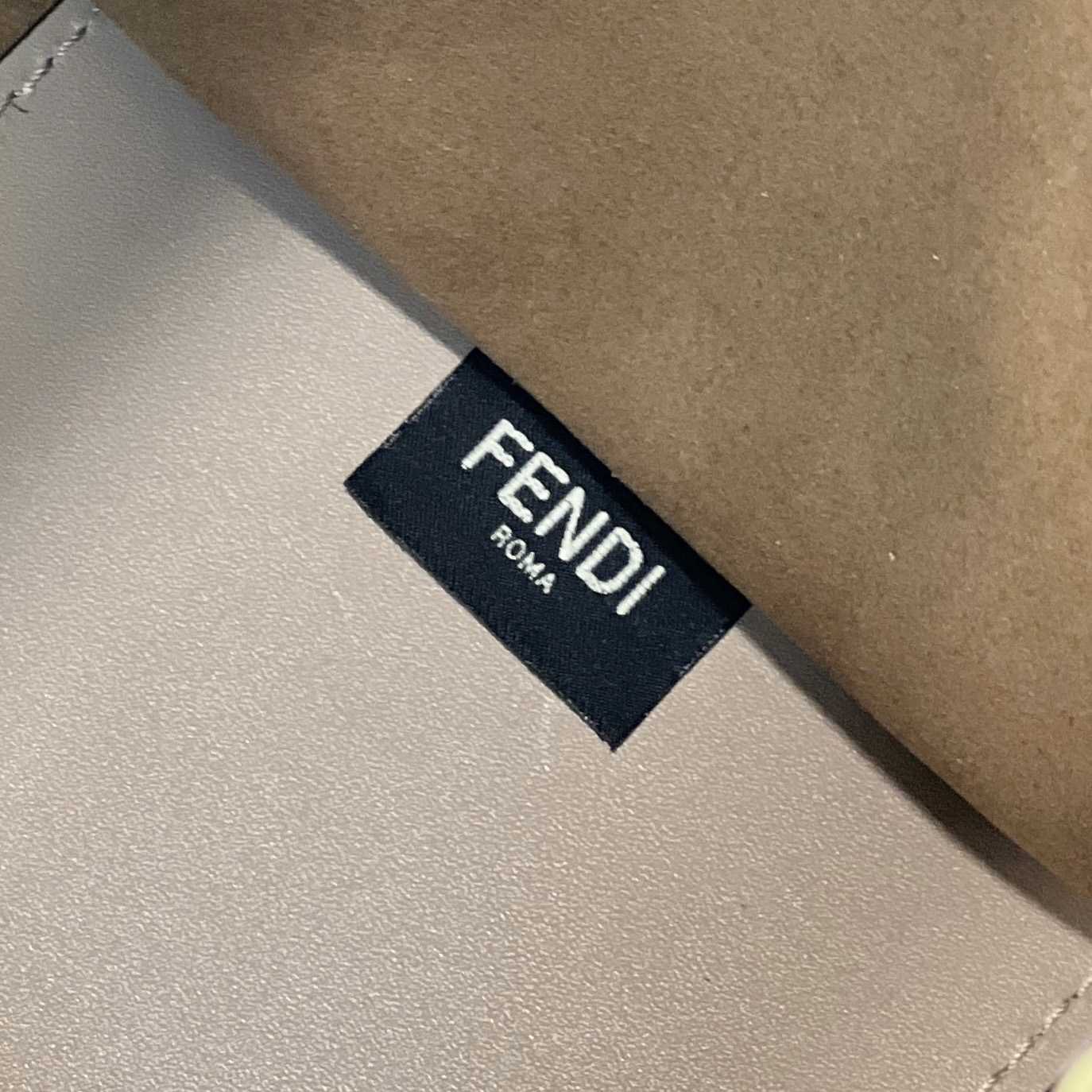 Fendi Sunshine Medium Beige Leather And Elaphe Shopper - FashionPlug