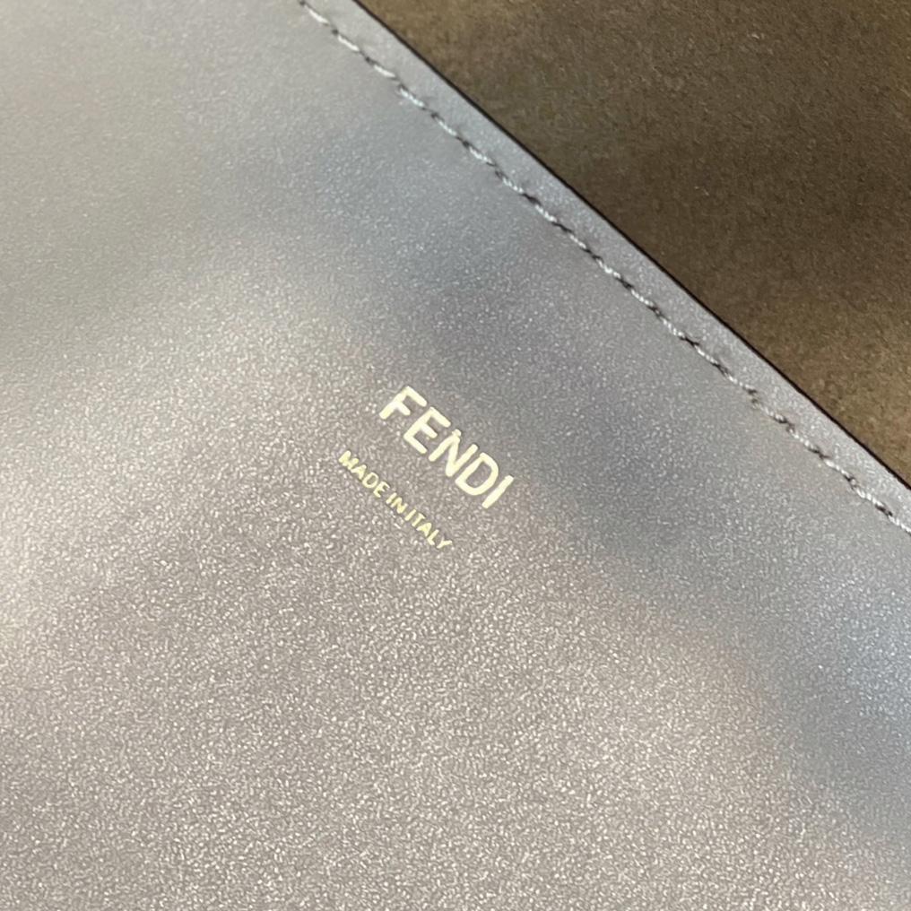 Fendi Sunshine Medium Beige Leather And Elaphe Shopper - FashionPlug