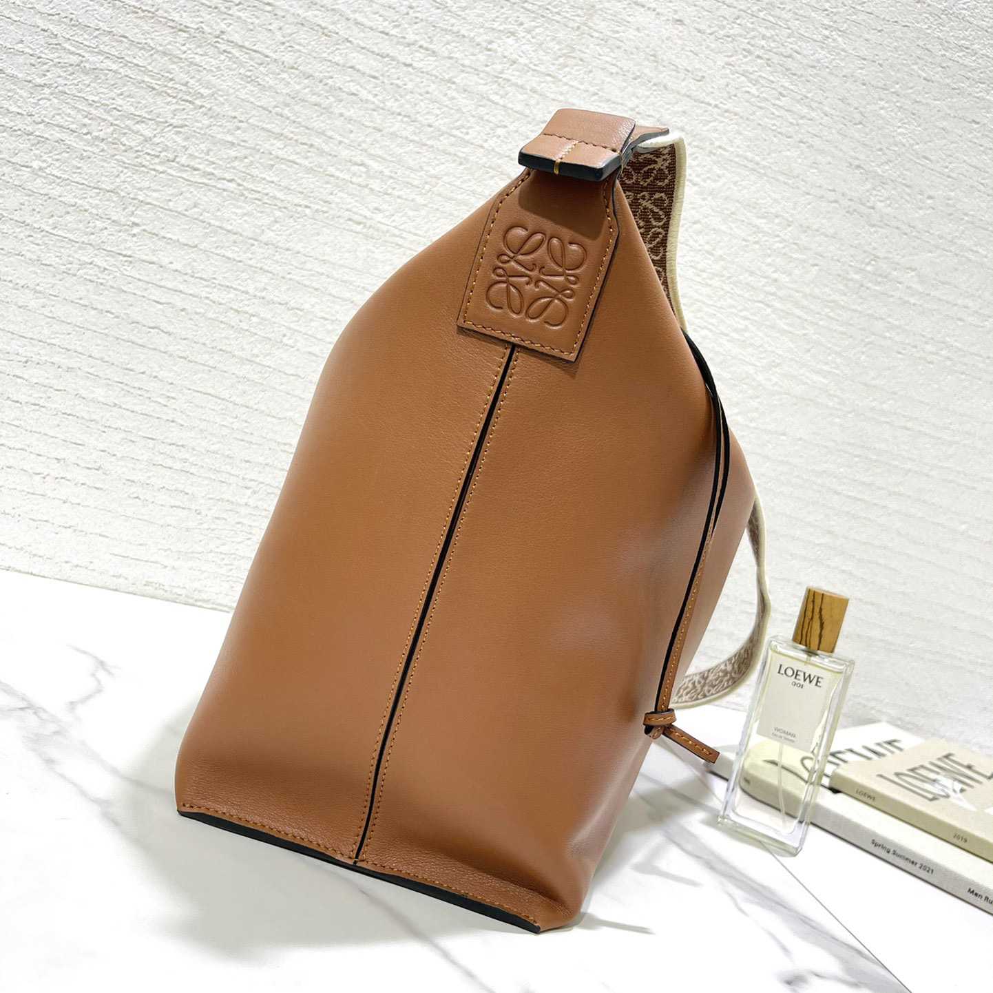 Loewe Cubi Crossbody Bag In Supple Smooth Calfskin And Jacquard - FashionPlug