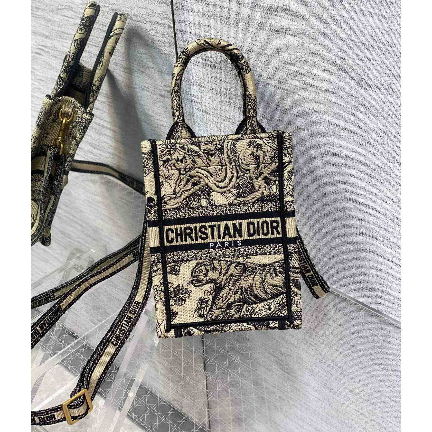 Dior Mini Dior Book Tote Phone Bag - FashionPlug