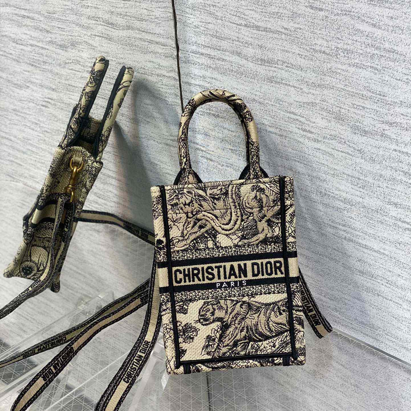Dior Mini Dior Book Tote Phone Bag - FashionPlug