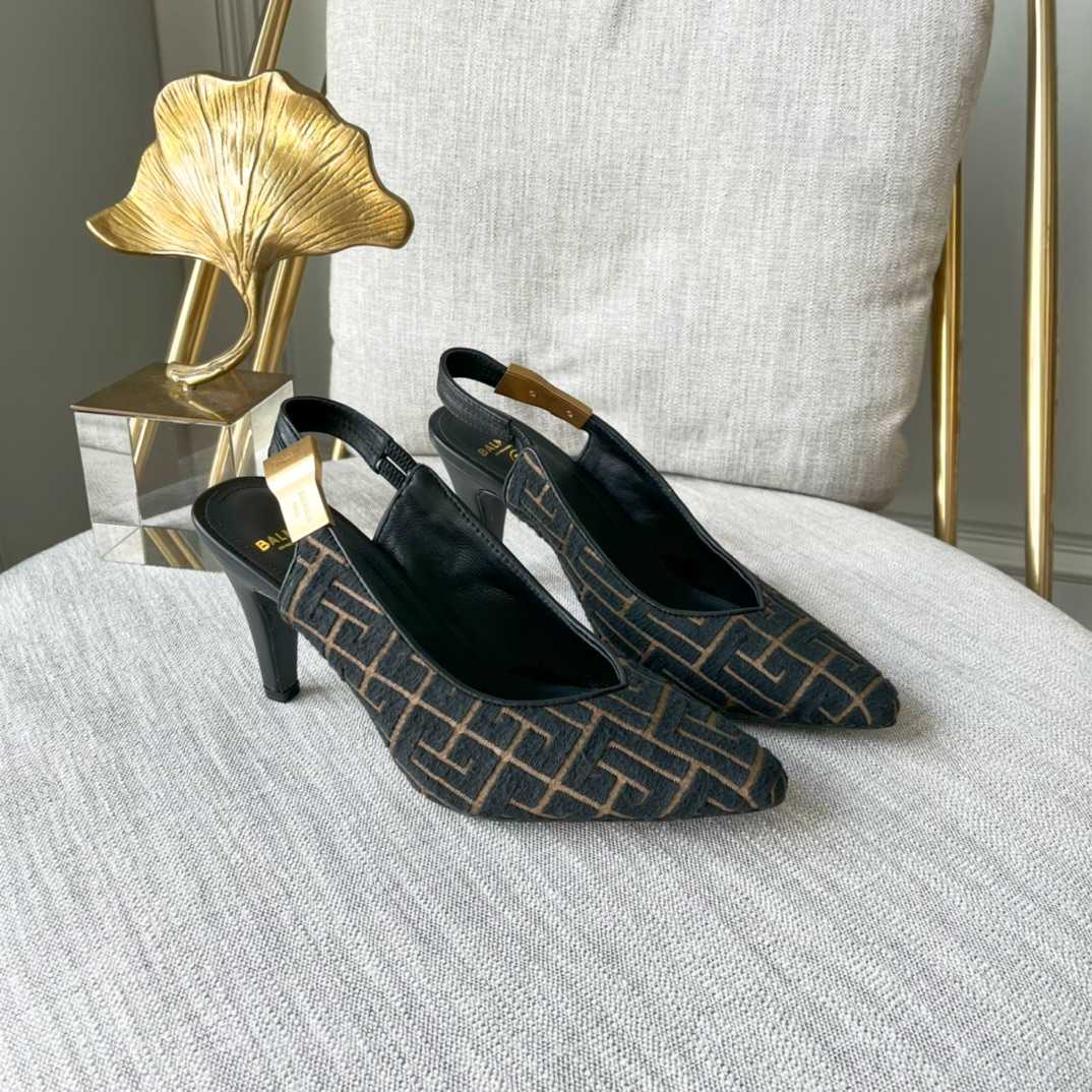 Balmain Monogram-pattern slingback Pumps - FashionPlug