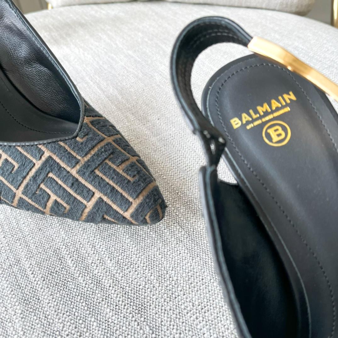 Balmain Monogram-pattern slingback Pumps - FashionPlug