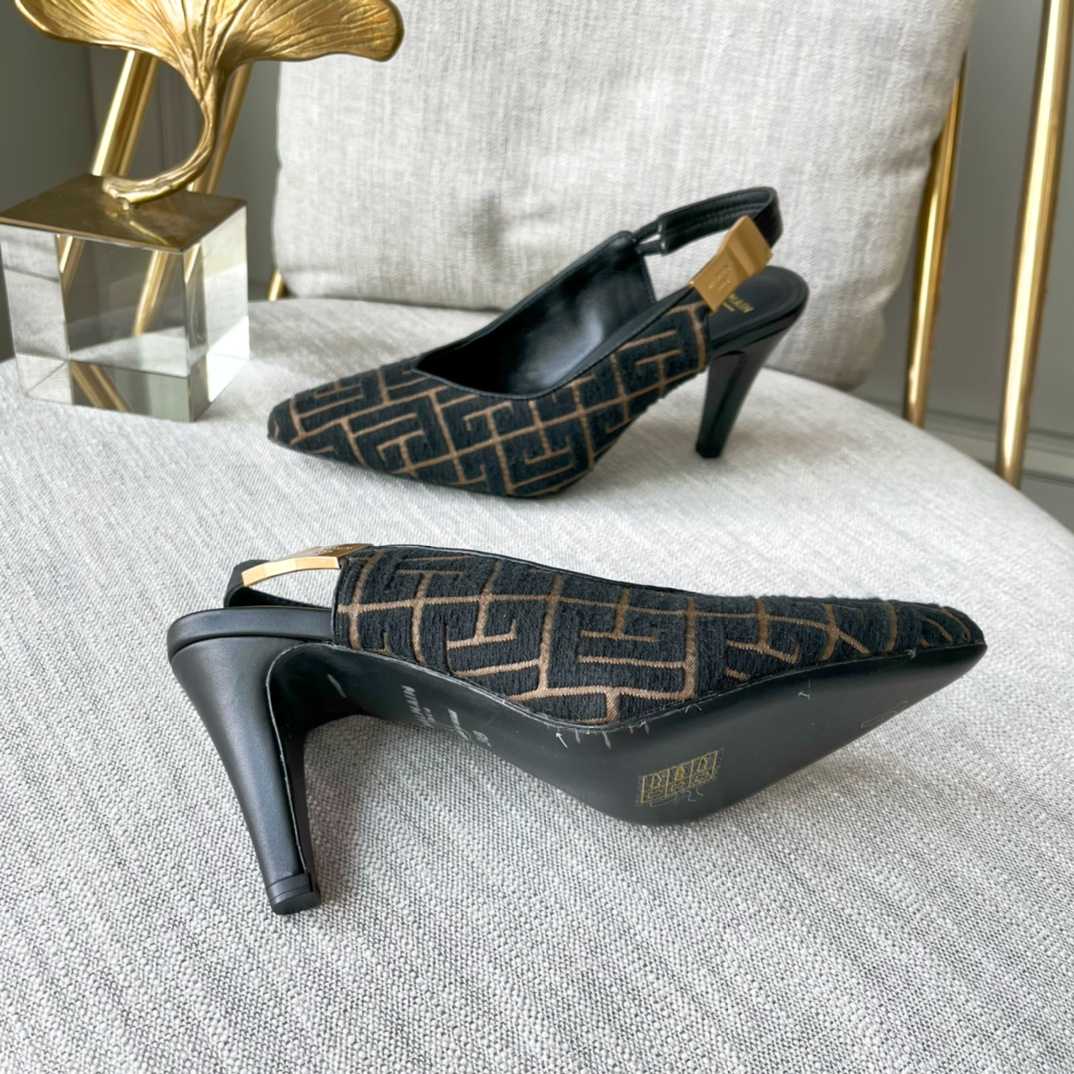 Balmain Monogram-pattern slingback Pumps - FashionPlug