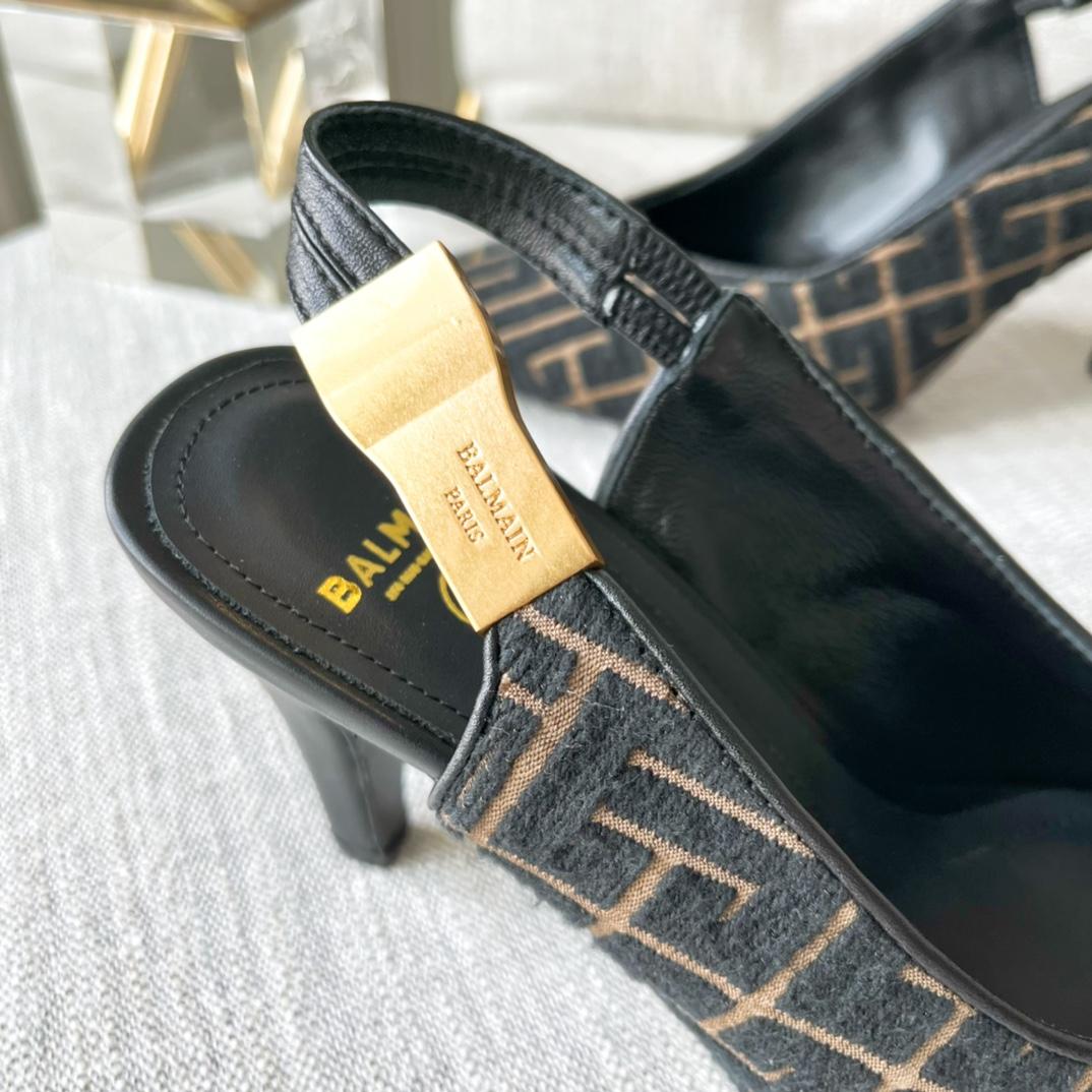 Balmain Monogram-pattern slingback Pumps - FashionPlug