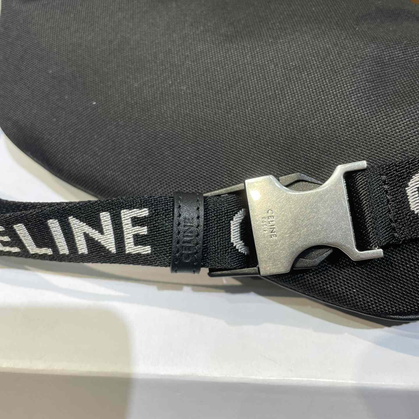 Celine Large Zipped Belt Bag Trekking In Nylon With Celine Print Black - FashionPlug