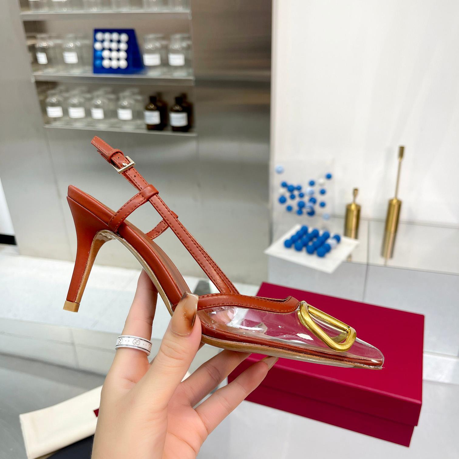 Valenti VLogo Signature Slingback Pump In Transparent Polymer Material  80MM - FashionPlug