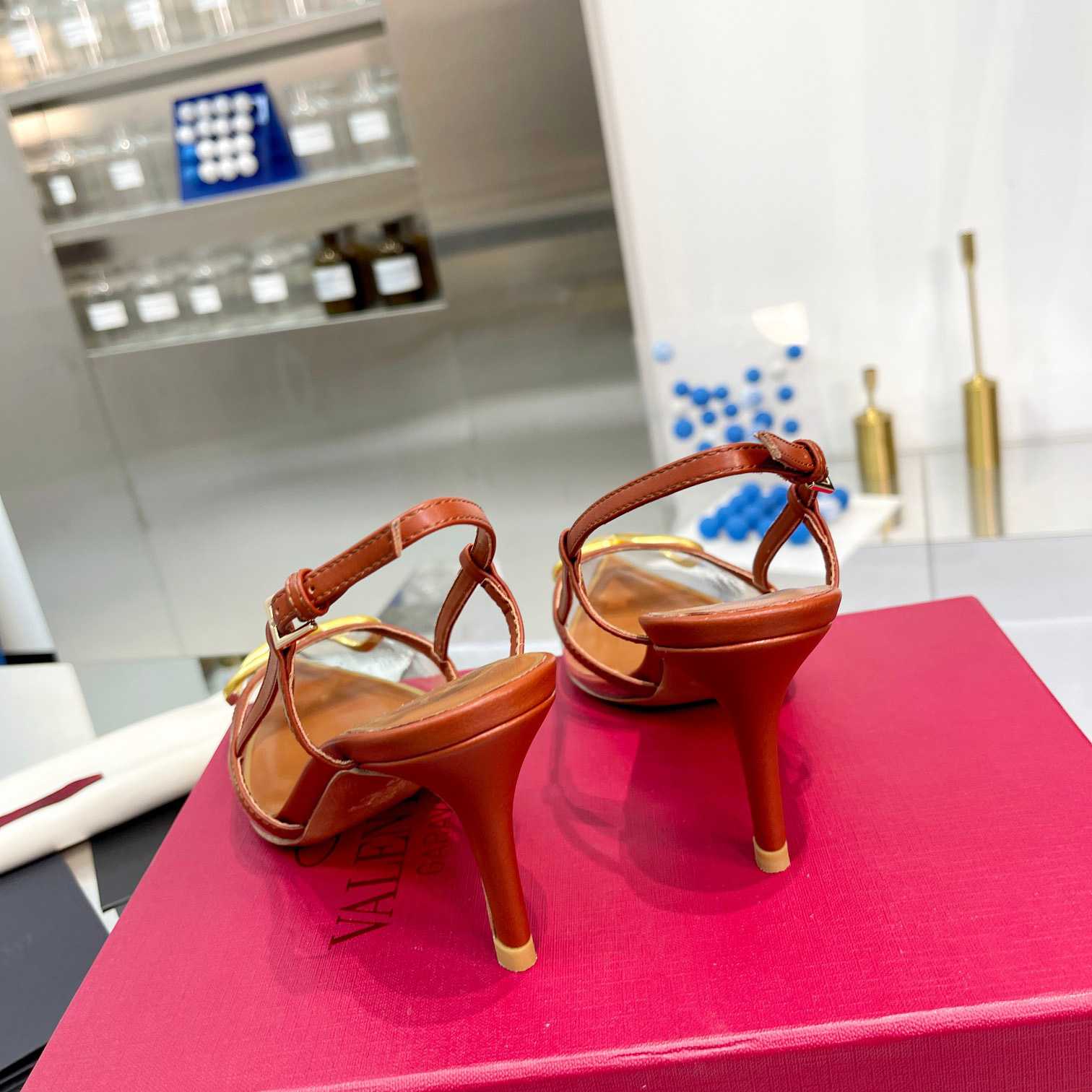 Valenti VLogo Signature Slingback Pump In Transparent Polymer Material  80MM - FashionPlug