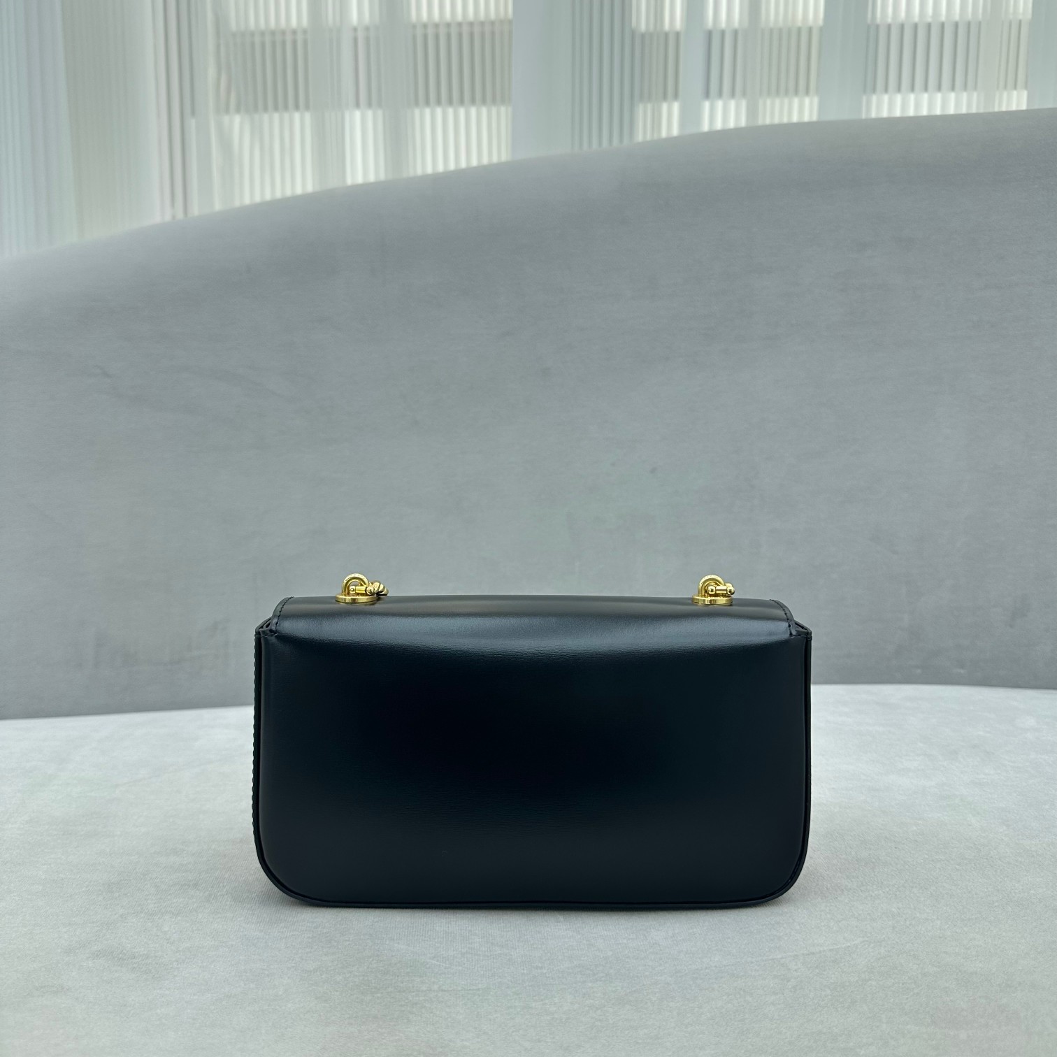 Celine Chain Shoulder Bag Triomphe With Strass Closure In Shiny Calfskin  - FashionPlug