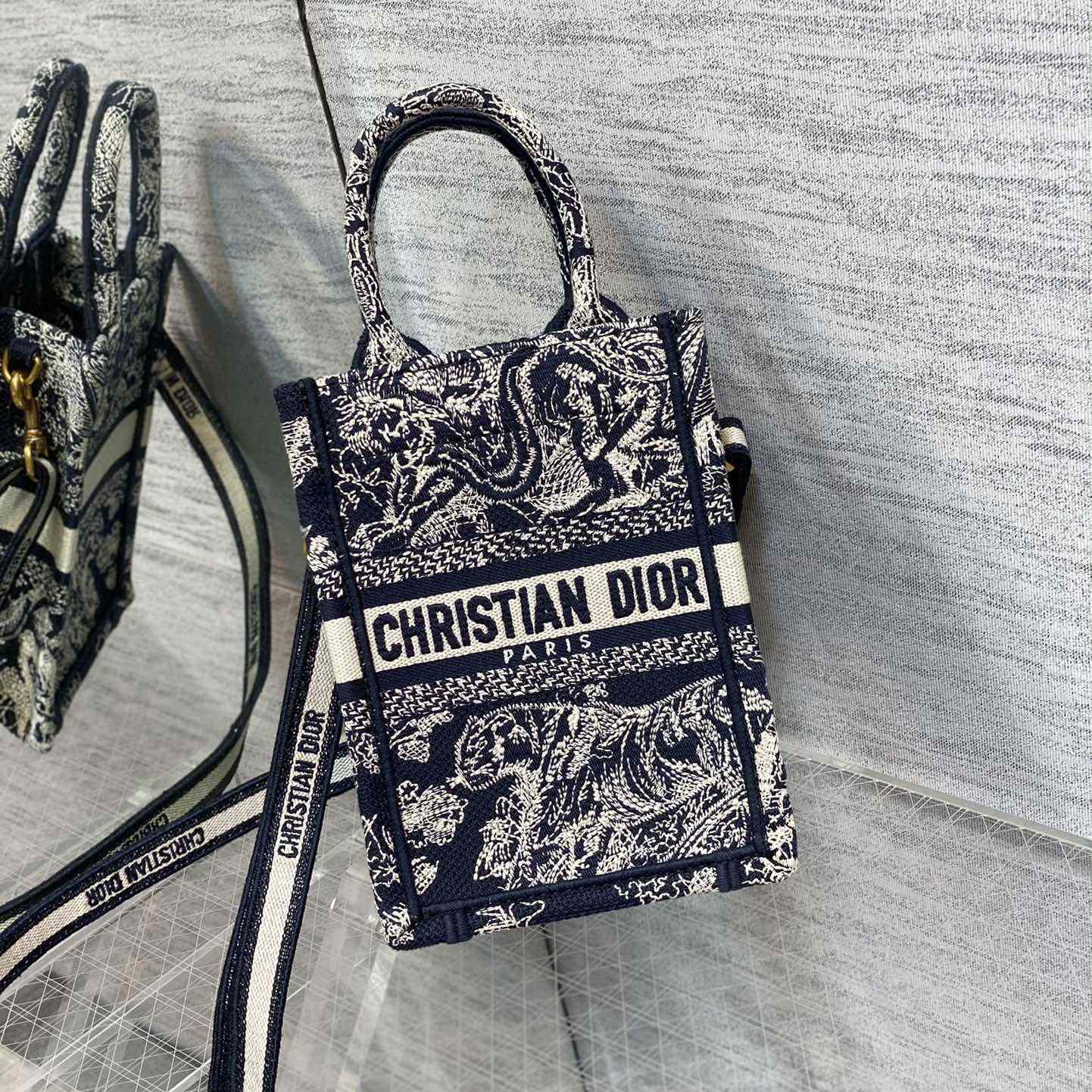 Dior Mini Dior Book Tote Phone Bag - FashionPlug