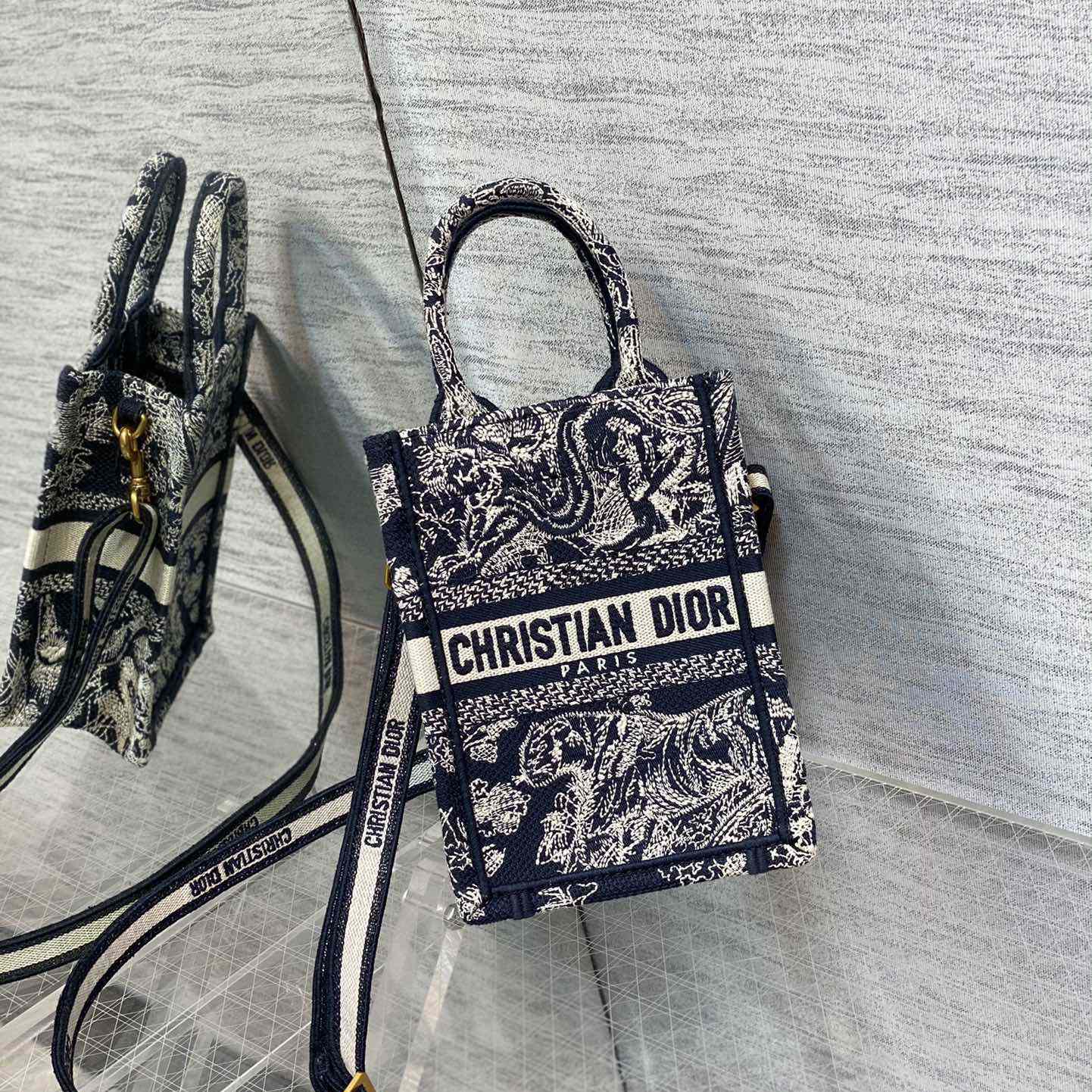 Dior Mini Dior Book Tote Phone Bag - FashionPlug