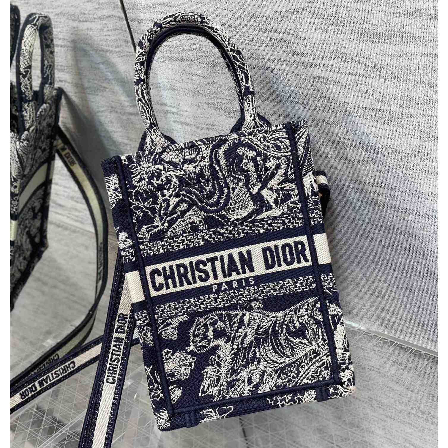 Dior Mini Dior Book Tote Phone Bag - FashionPlug