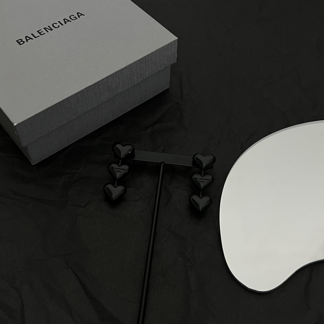 Balenciaga Women's Heart Earrings In Black - FashionPlug