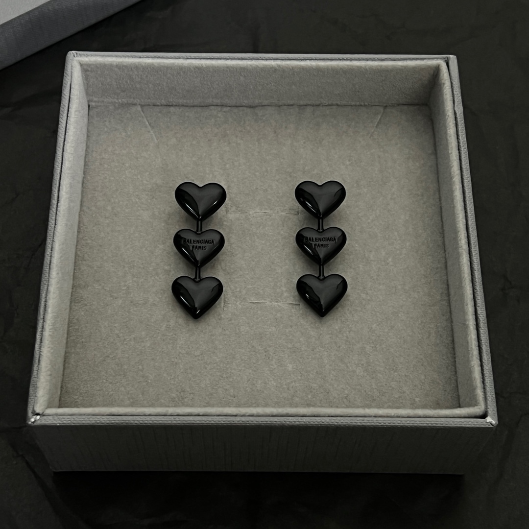 Balenciaga Women's Heart Earrings In Black - FashionPlug