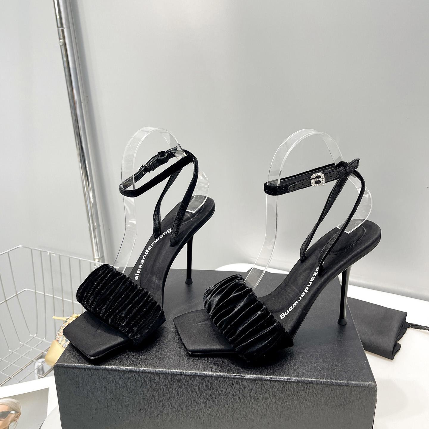 Alexander Wang Julie Scrunchie Sandal In Velvet - FashionPlug