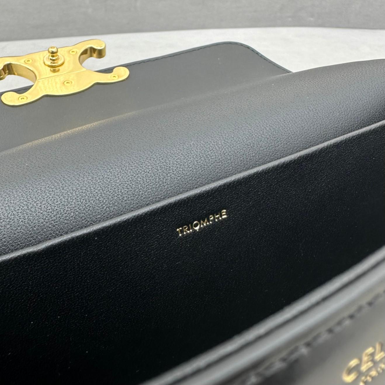 Celine Chain Shoulder Bag Triomphe In Shiny Calfskin - FashionPlug