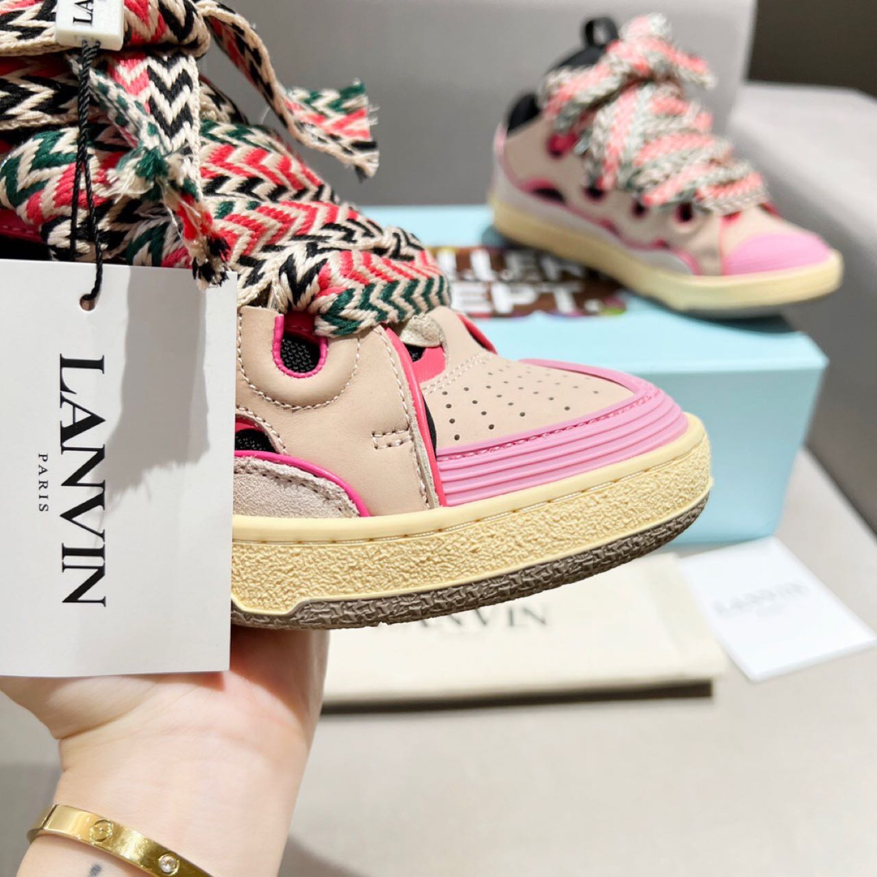 Lanvin Curb Lace Up Sneakers - FashionPlug