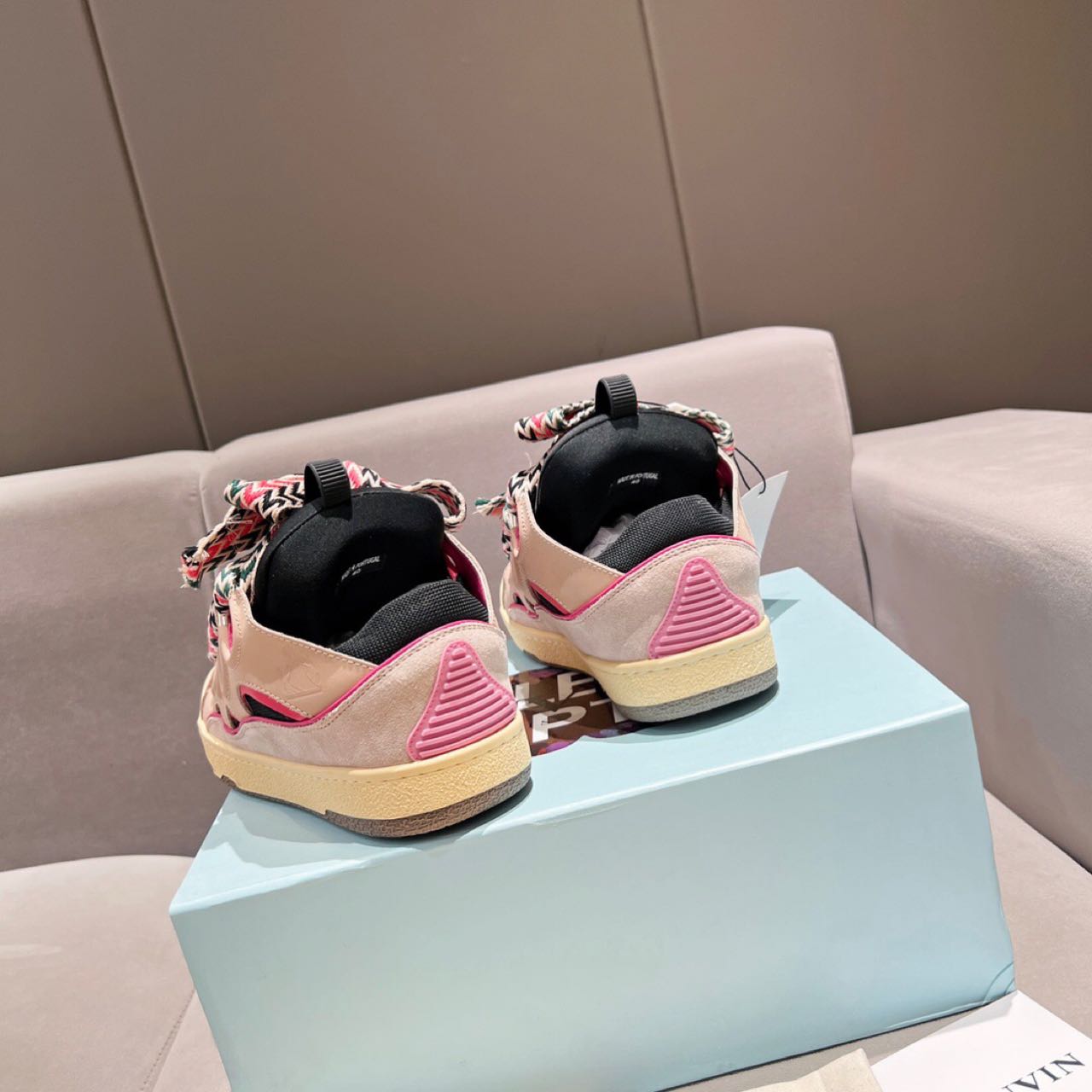 Lanvin Curb Lace Up Sneakers - FashionPlug