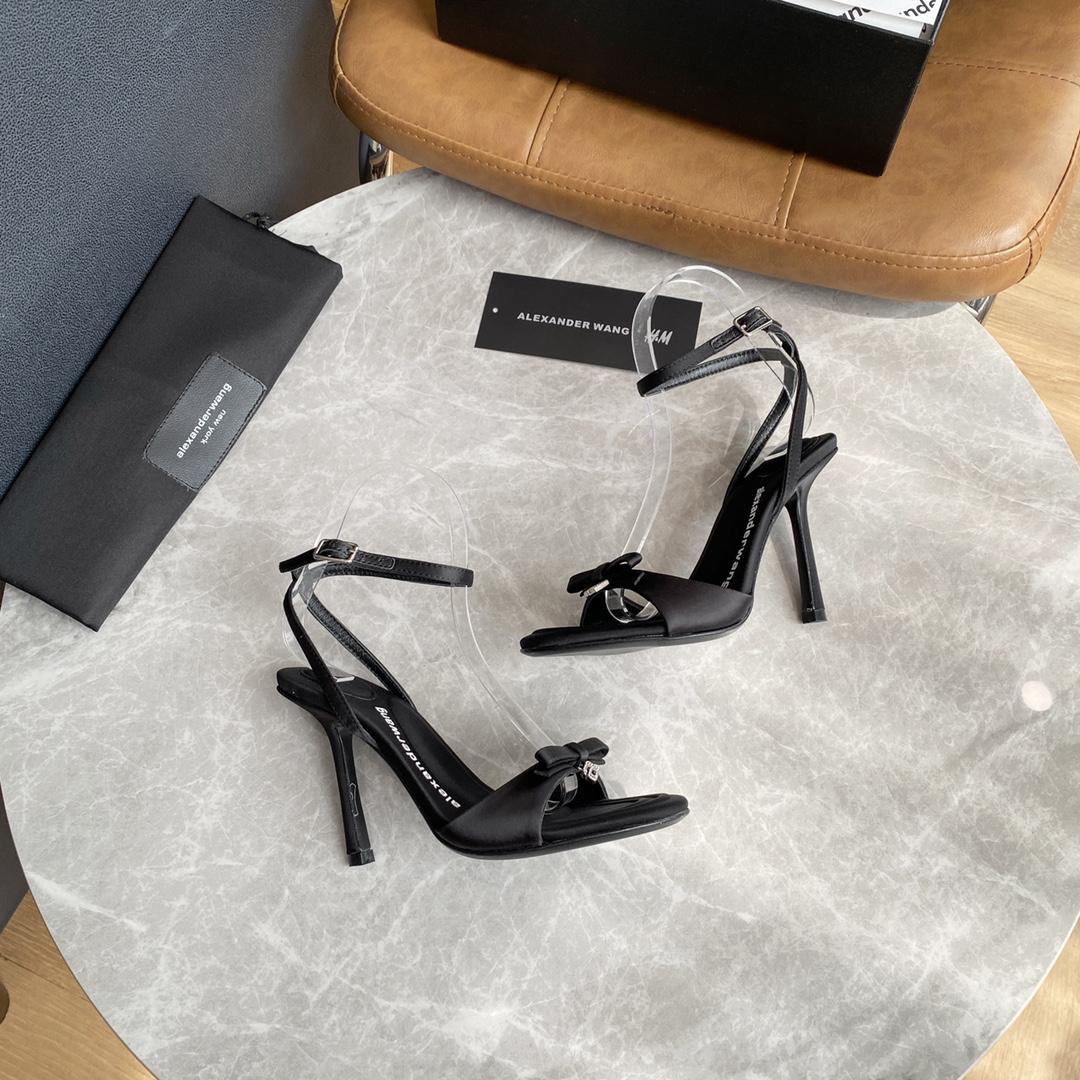 Alexander Wang Dahlia 105 Bow Sandal In Satin - FashionPlug