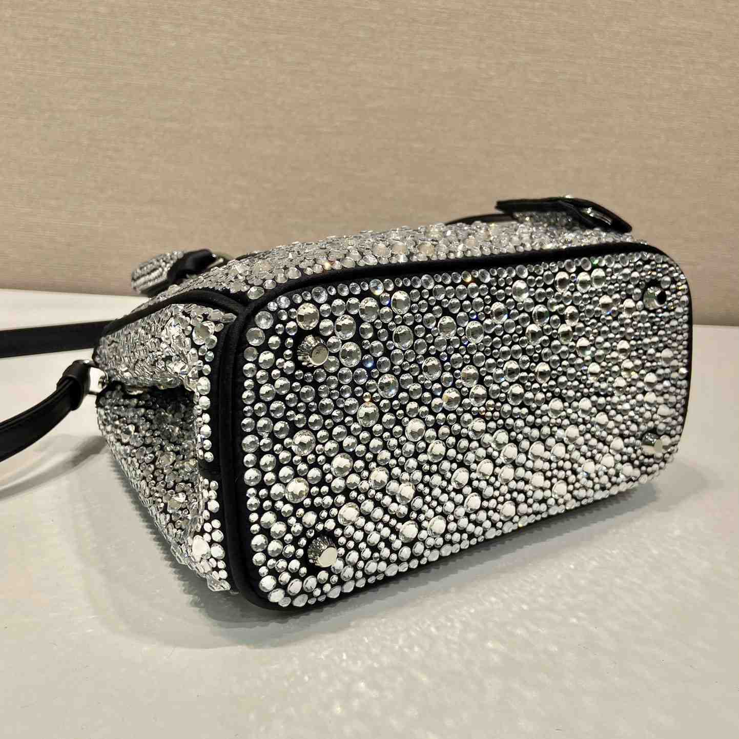 Prada Galleria Satin Mini-bag With Crystals - FashionPlug