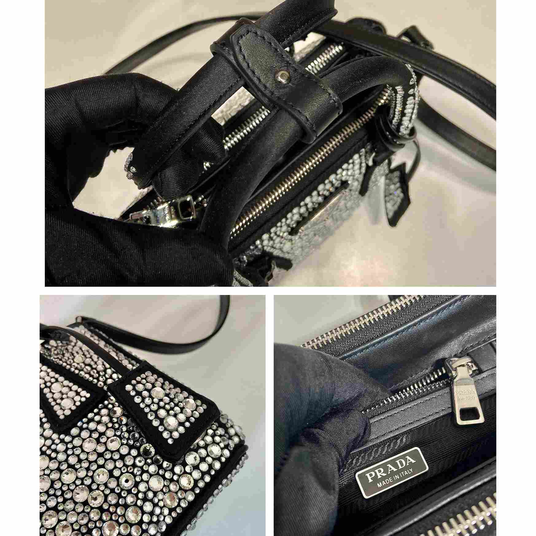 Prada Galleria Satin Mini-bag With Crystals - FashionPlug